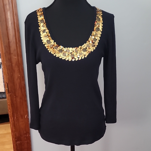 Michael Kors Tops - Michael Kors Black Top with Gold Detailing